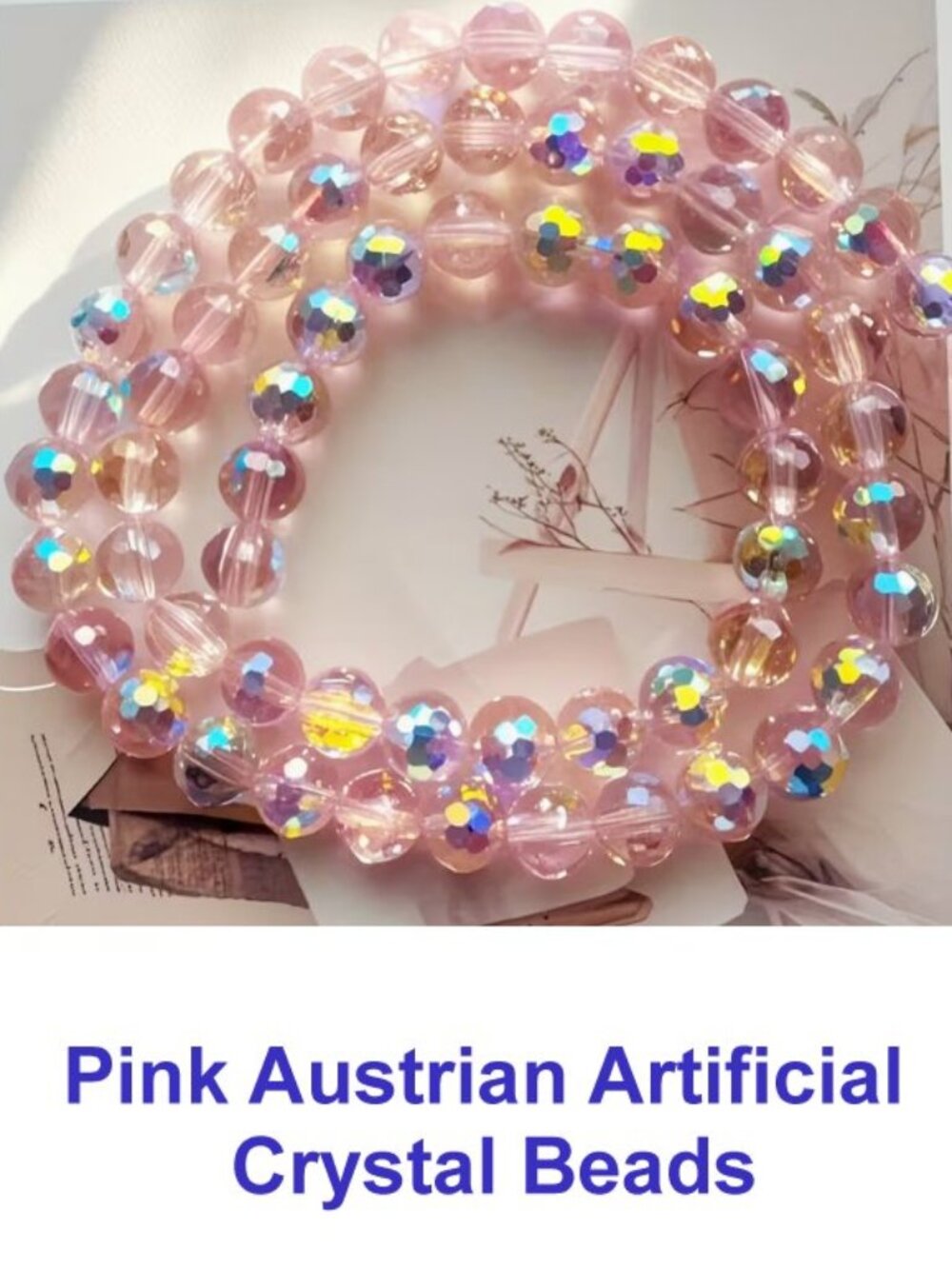 Cute Pink Austrian Artificial Crystal Beads  15" Strand